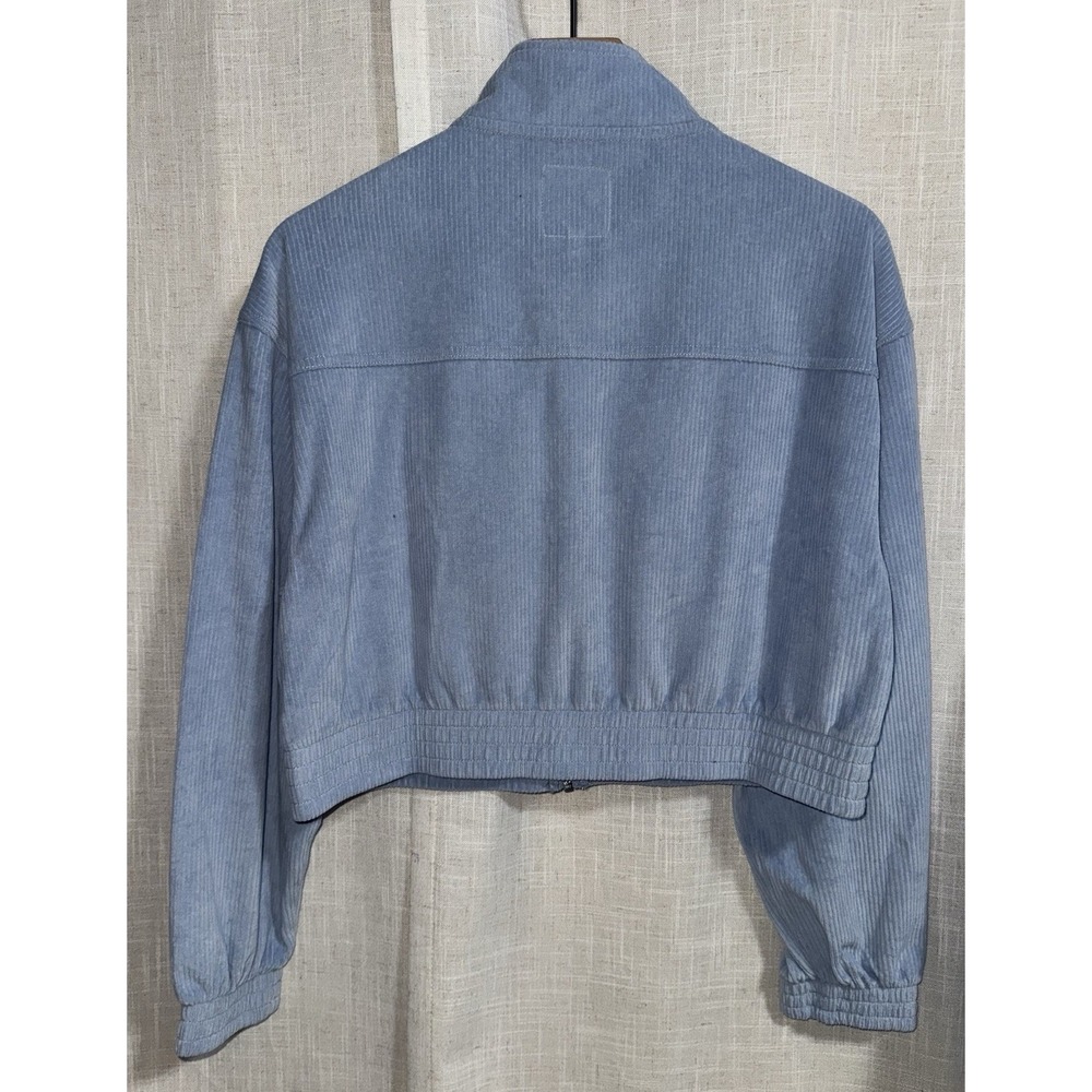 NWT Aerie Groove On Blue Sz M Corduroy Rib Velour Tracksuit Flare Pants Jacket - Picture 3 of 8